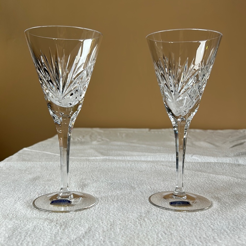 Pair of Gorham Full Leaded Crystal Nachtmann Wine Glasses